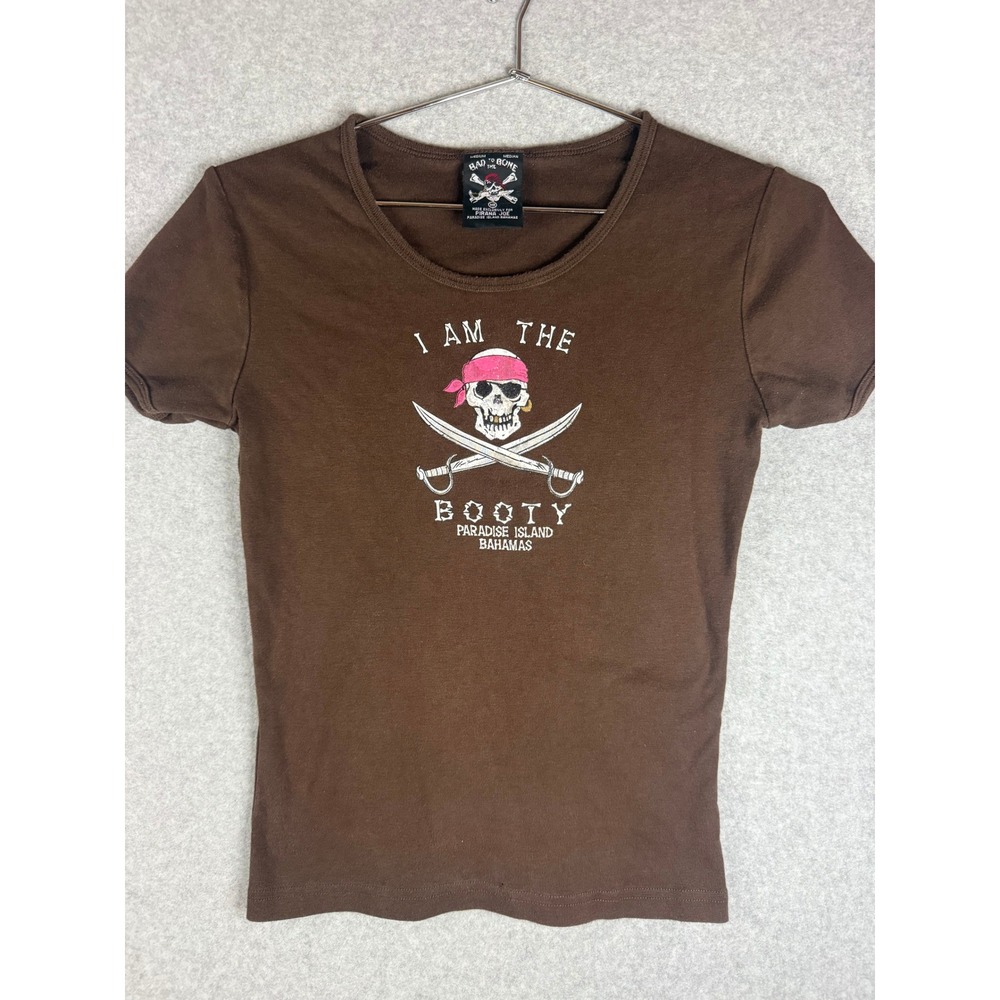 Pirana Joe I Am The Booty Paradise Island Bahamas Graphic Tee Brown Medium
